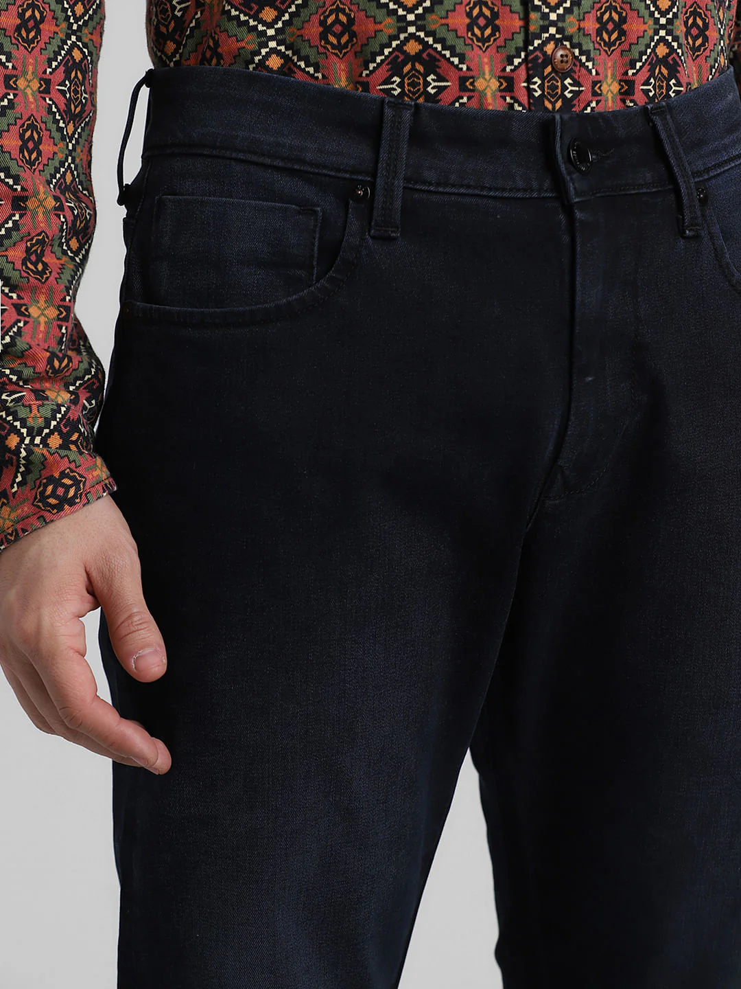 Dark Blue Mid Rise Clark Regular Fit Jeans - Image 4