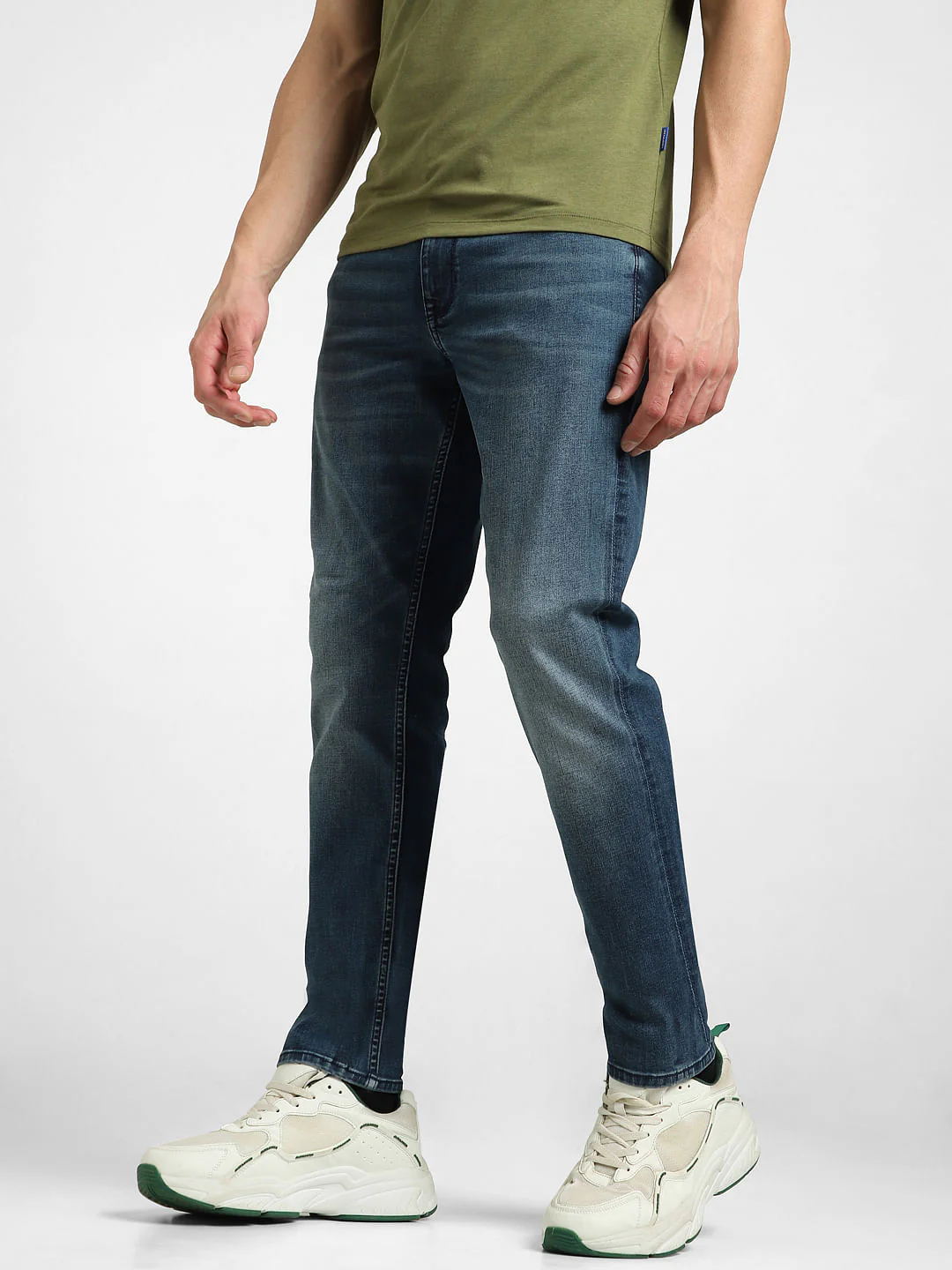 Dark Blue Low Rise Washed Slim Fit Jeans - Image 3