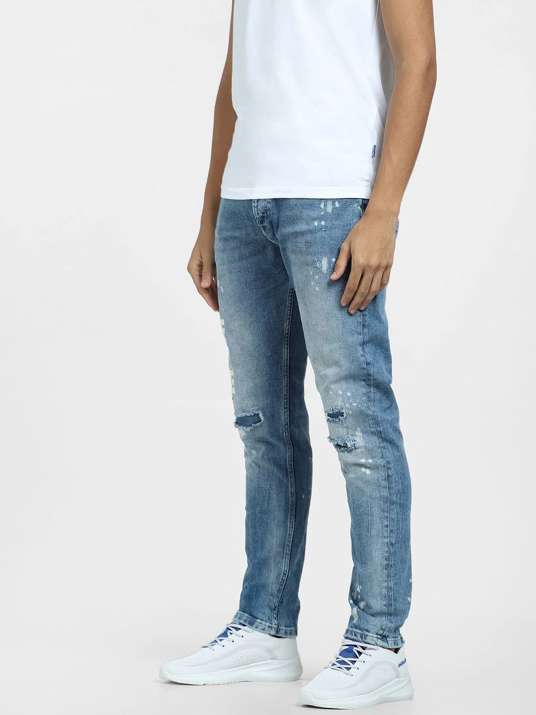 Blue Mid Rise Distressed Erik Anti Fit Jeans - Image 3