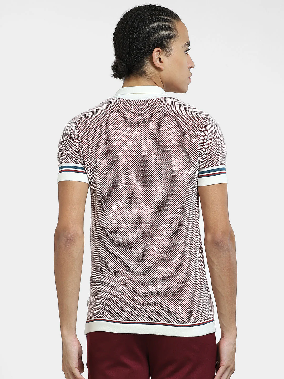 Purple Printed Front Open Polo T-shirt - Image 4