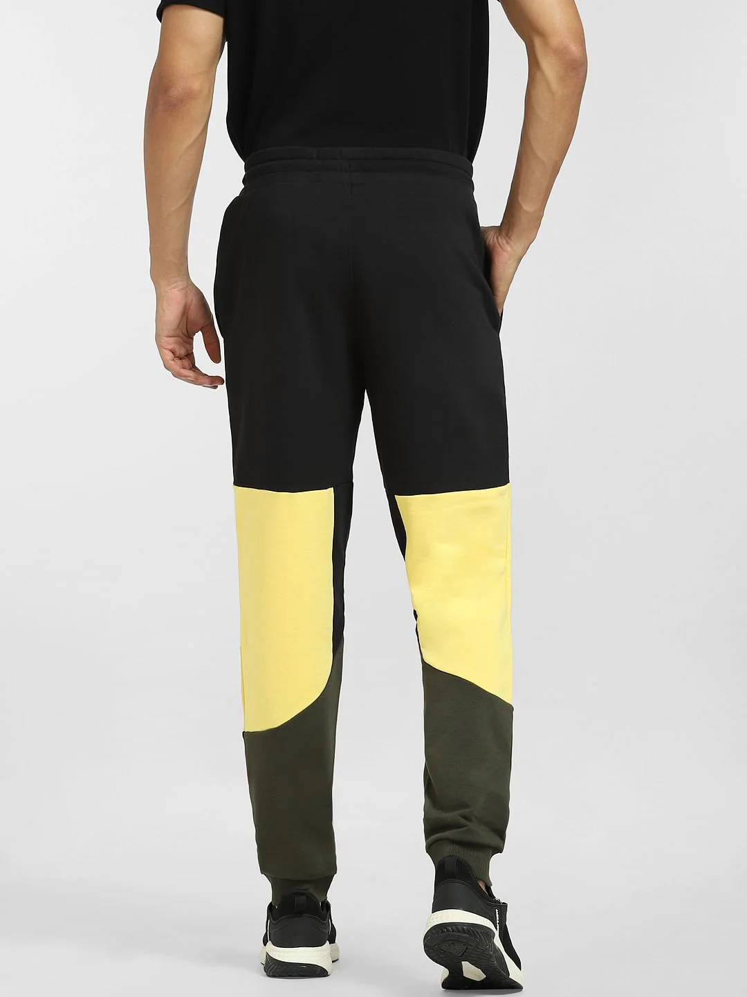 Black Mid Rise Colourblocked Sweatpants - Image 4