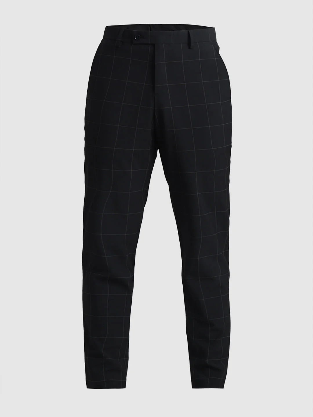Black Mid Rise Check Slim Fit Trousers - Image 6