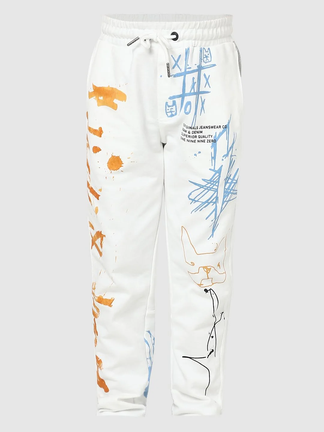 Boys White Graphic Print Sweatpants - Image 6