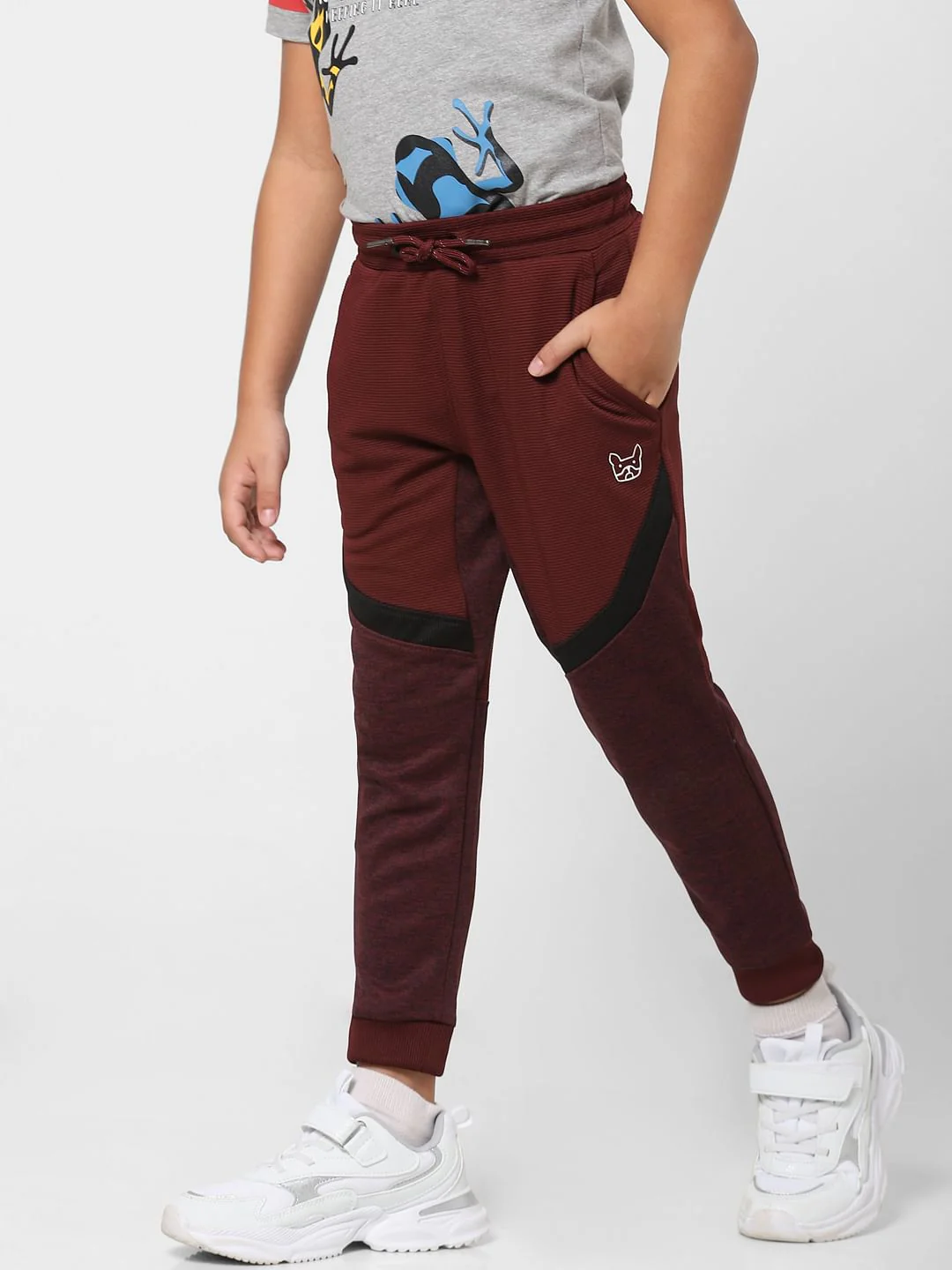Boys Burgundy Low Rise Sweatpants - Image 3