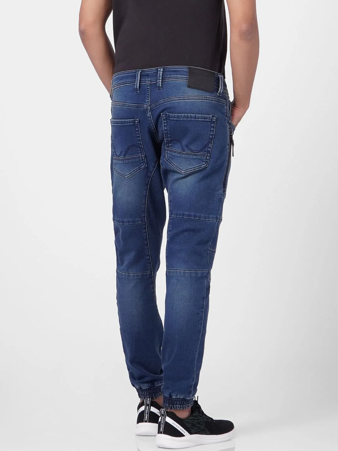 Dark Blue Low Rise Pintuck Anti Fit Jeans - Image 4