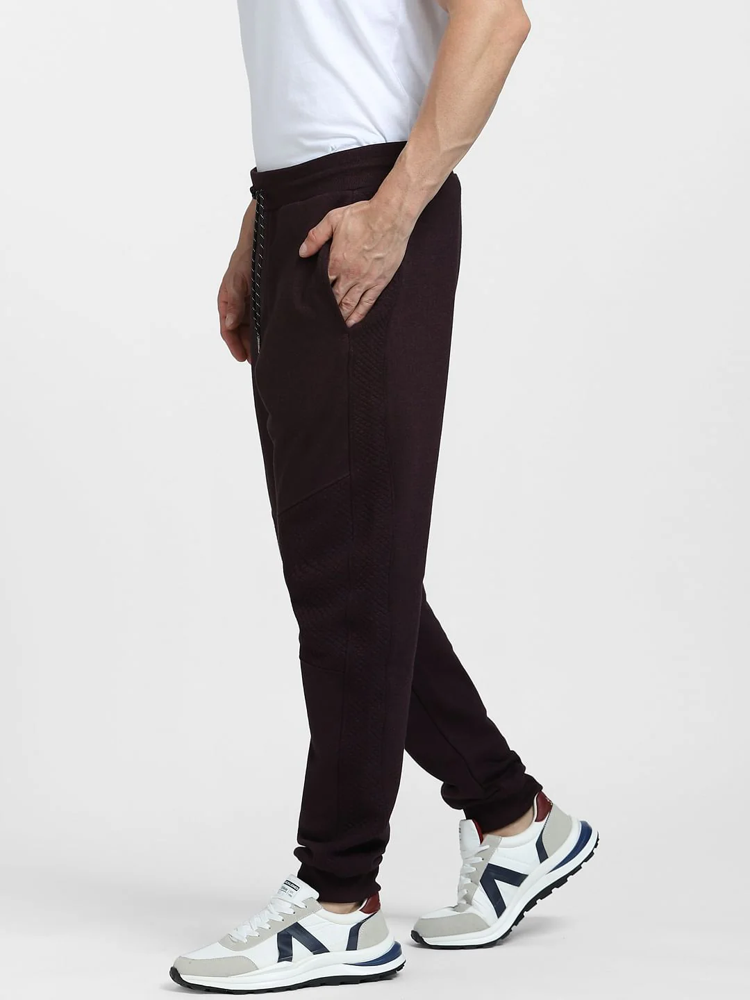 Burgundy Mid Rise Drawstring Co-ord Sweatpants - Image 3
