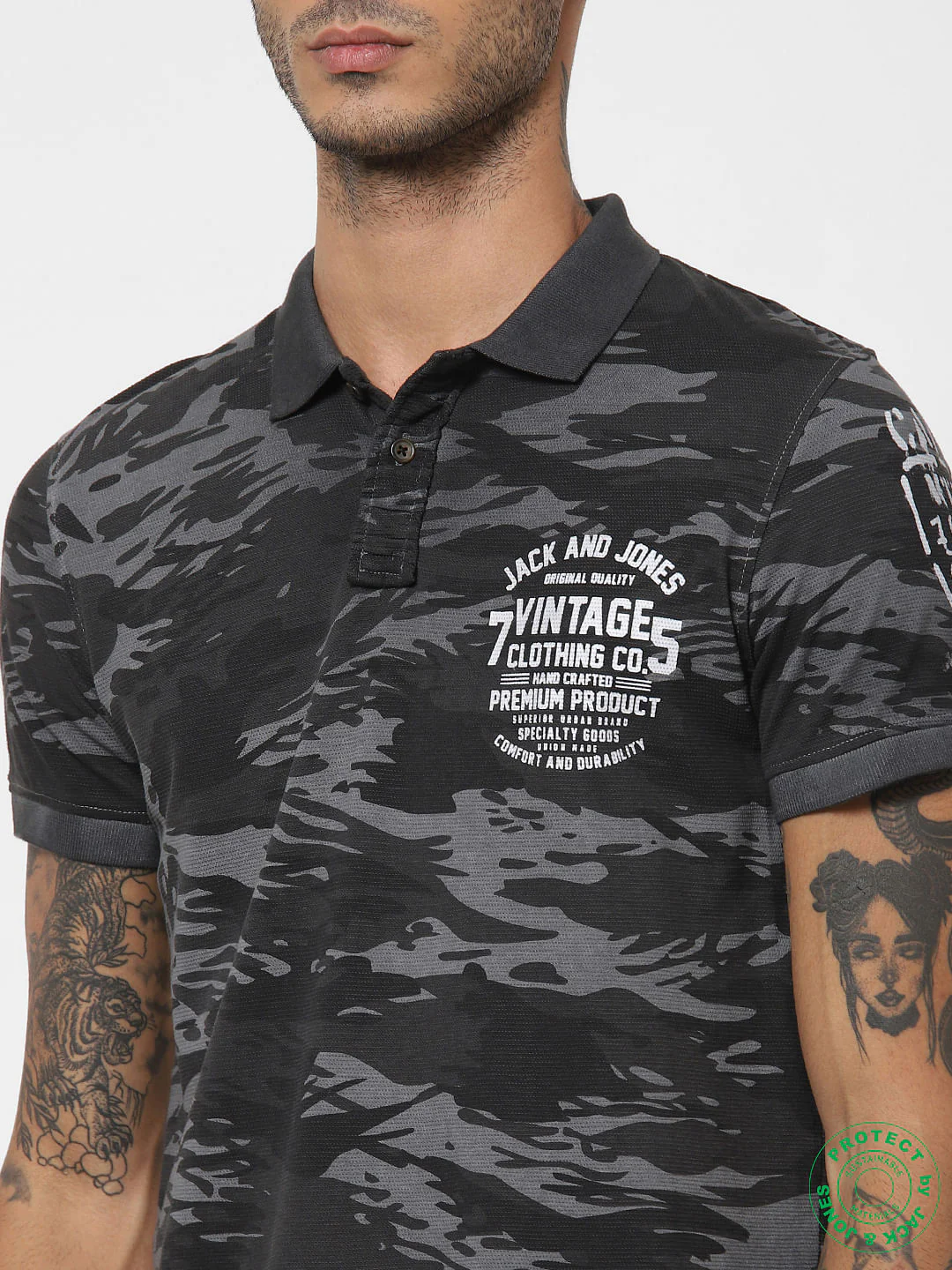 Black All Over Print Polo T-shirt - Image 5