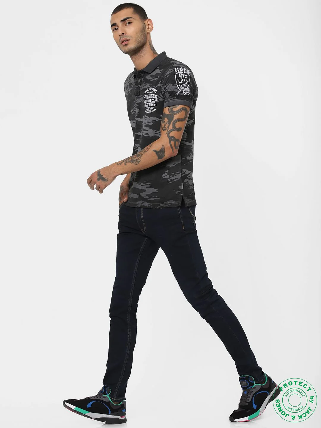 Black All Over Print Polo T-shirt - Image 6
