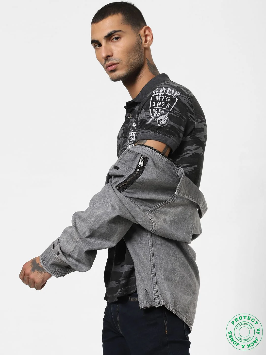 Black All Over Print Polo T-shirt - Image 7