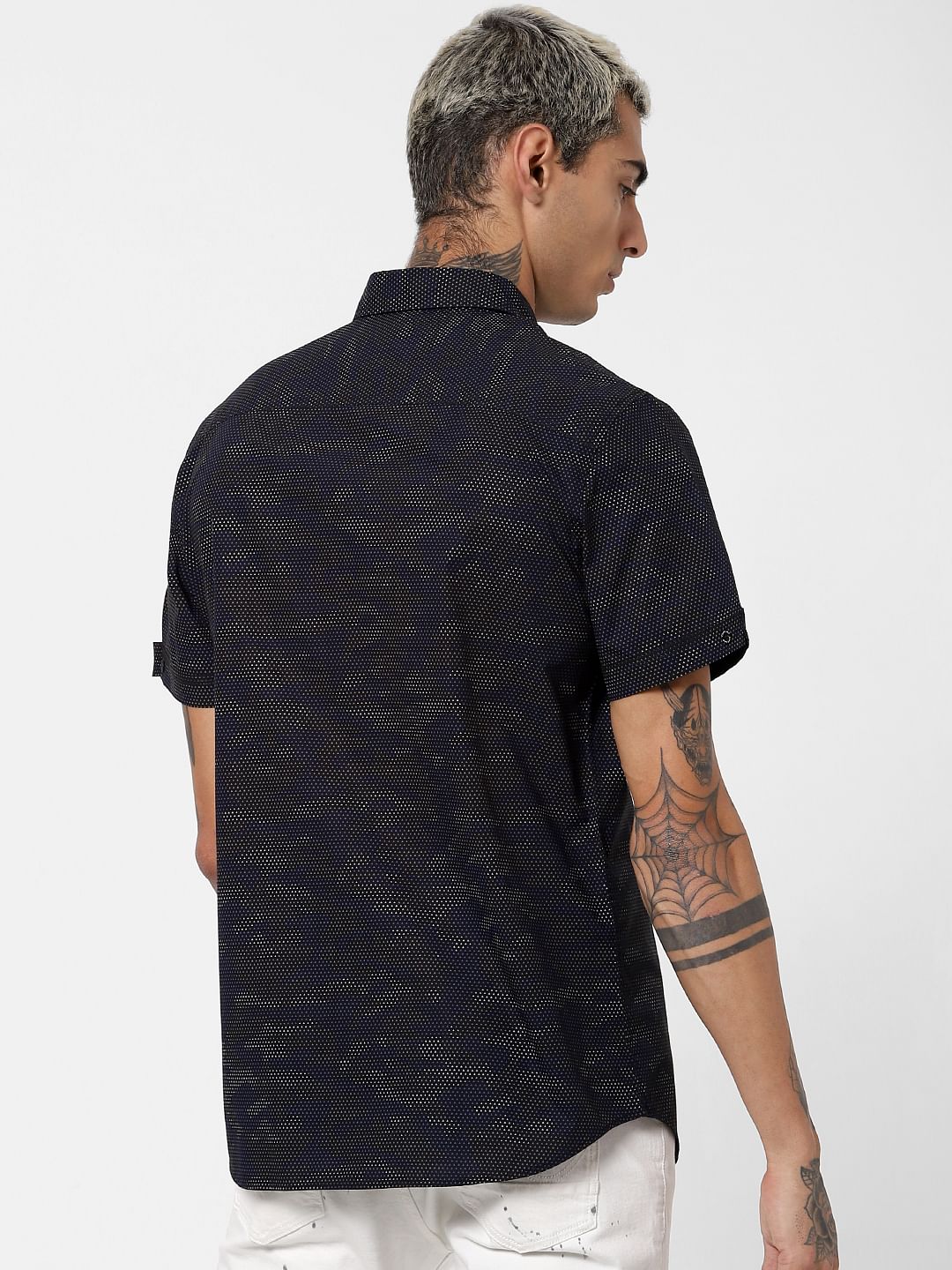 Black Camo Print Short Sleeves Shirt - Image 4