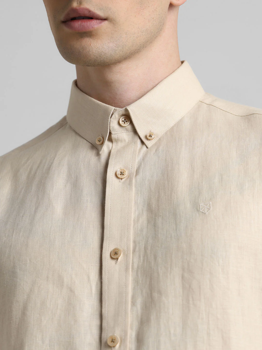 Beige Linen Full Sleeves Shirt - Image 5