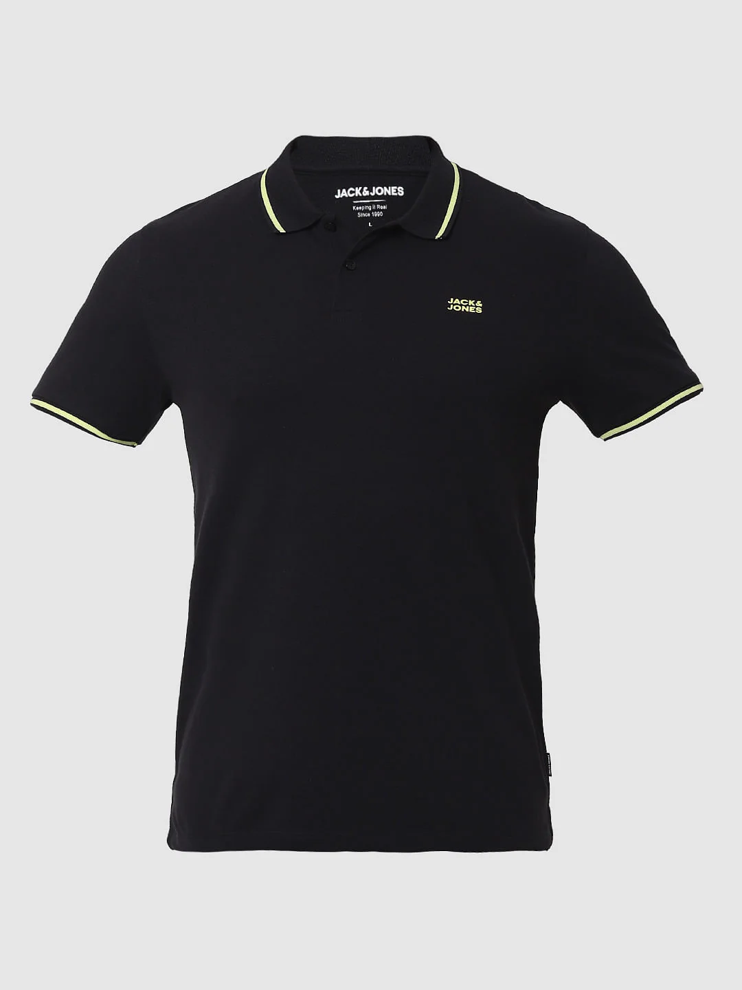 Black Contrast Tipping Polo Neck T-shirt - Image 6