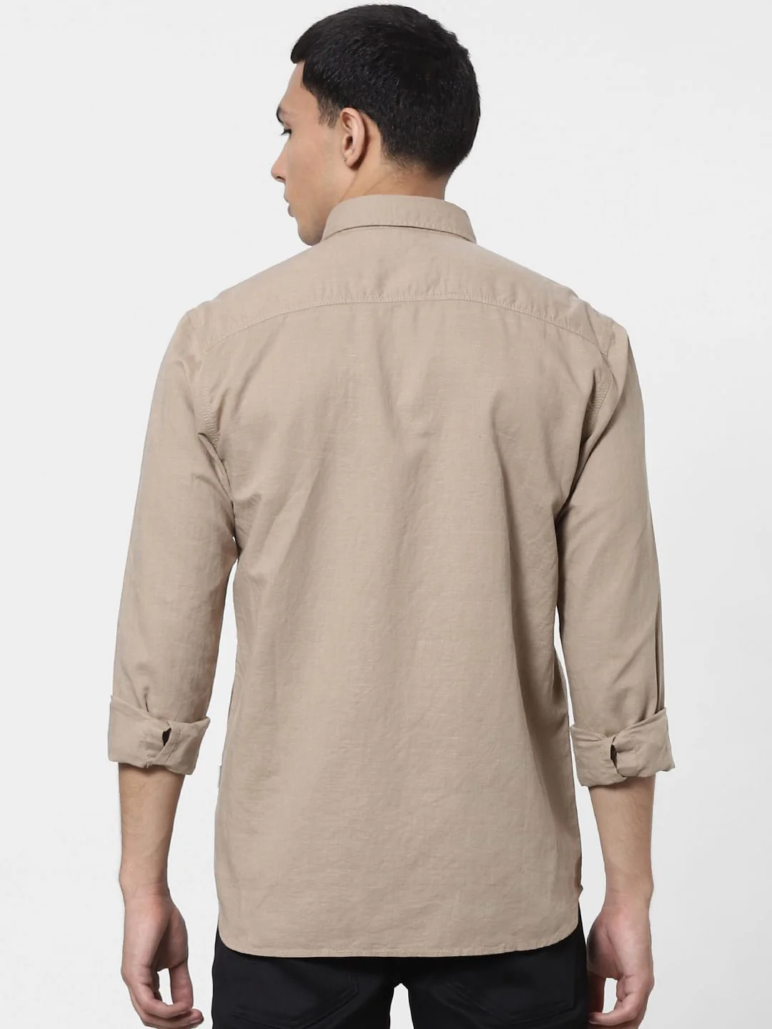 Beige Full Sleeves Washed Linen Shirt - Image 4