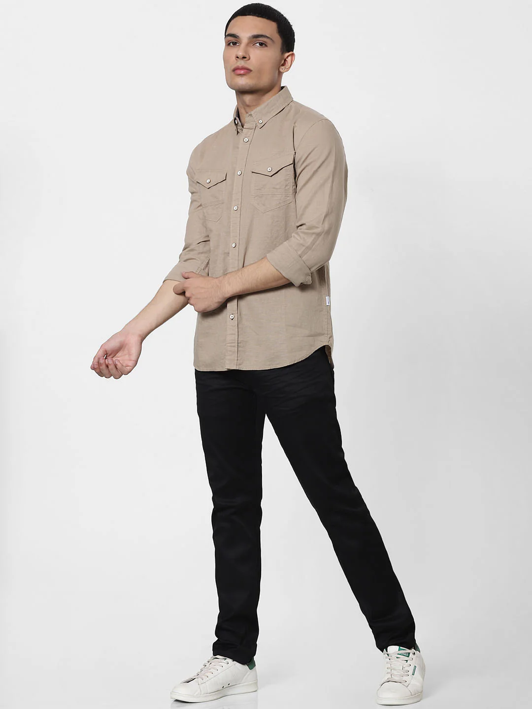 Beige Full Sleeves Washed Linen Shirt - Image 6