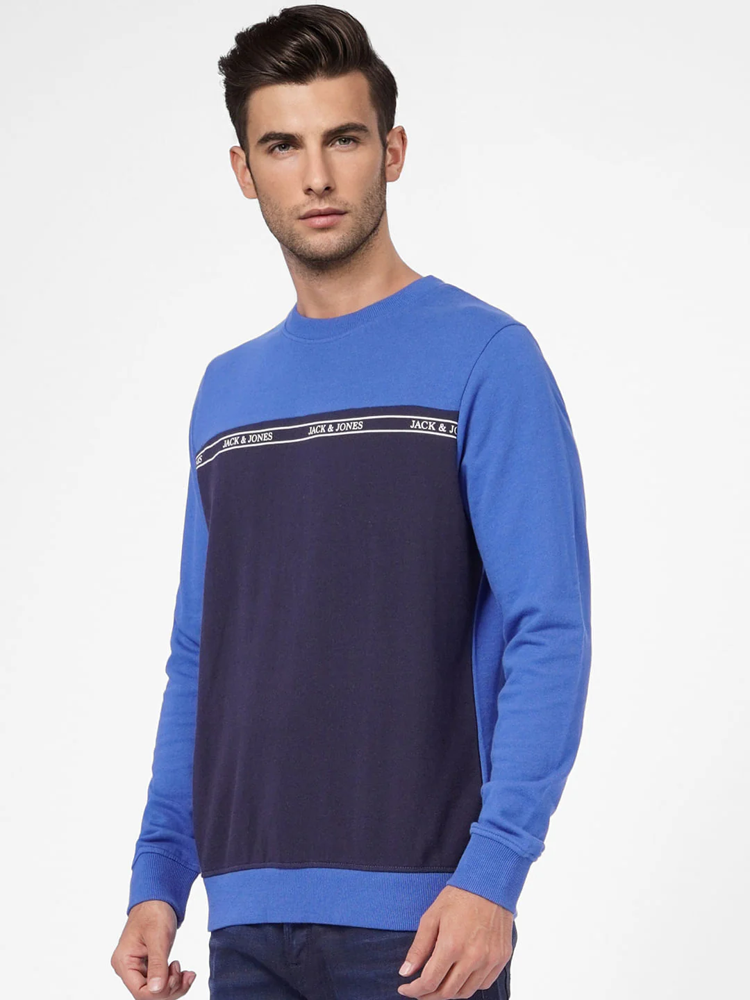 Navy Blue Colourblocked Sweatshirt - Image 3