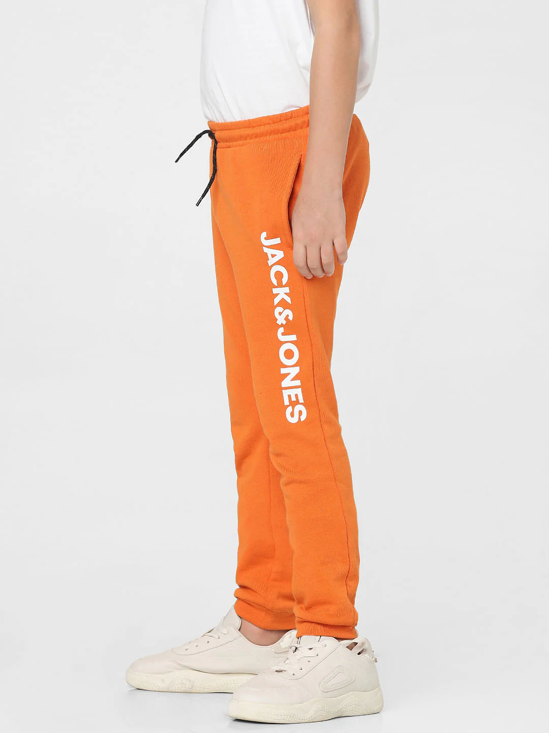 Boys Orange Mid Rise Logo Print Sweatpants - Image 3