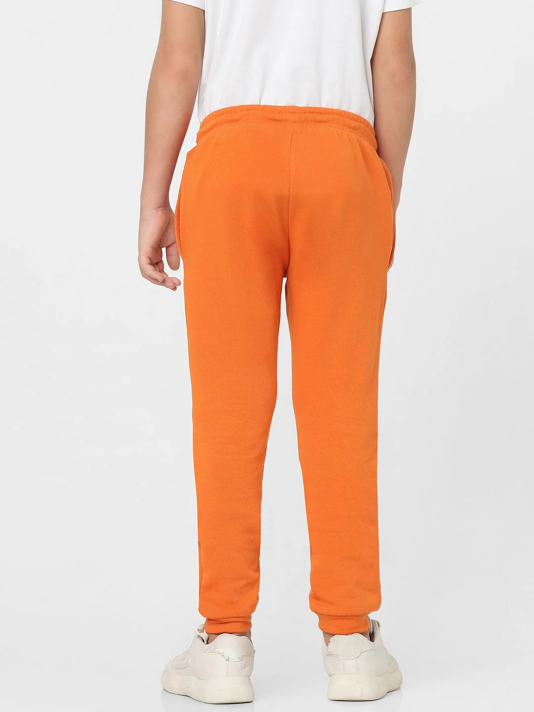 Boys Orange Mid Rise Logo Print Sweatpants - Image 4