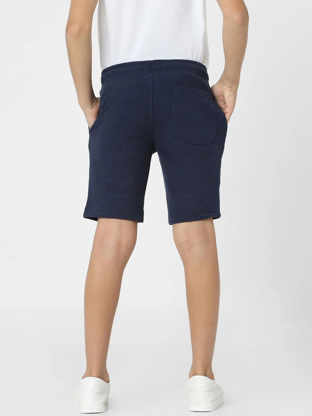 Boys Navy Blue Mid Rise Sweatshorts - Image 4
