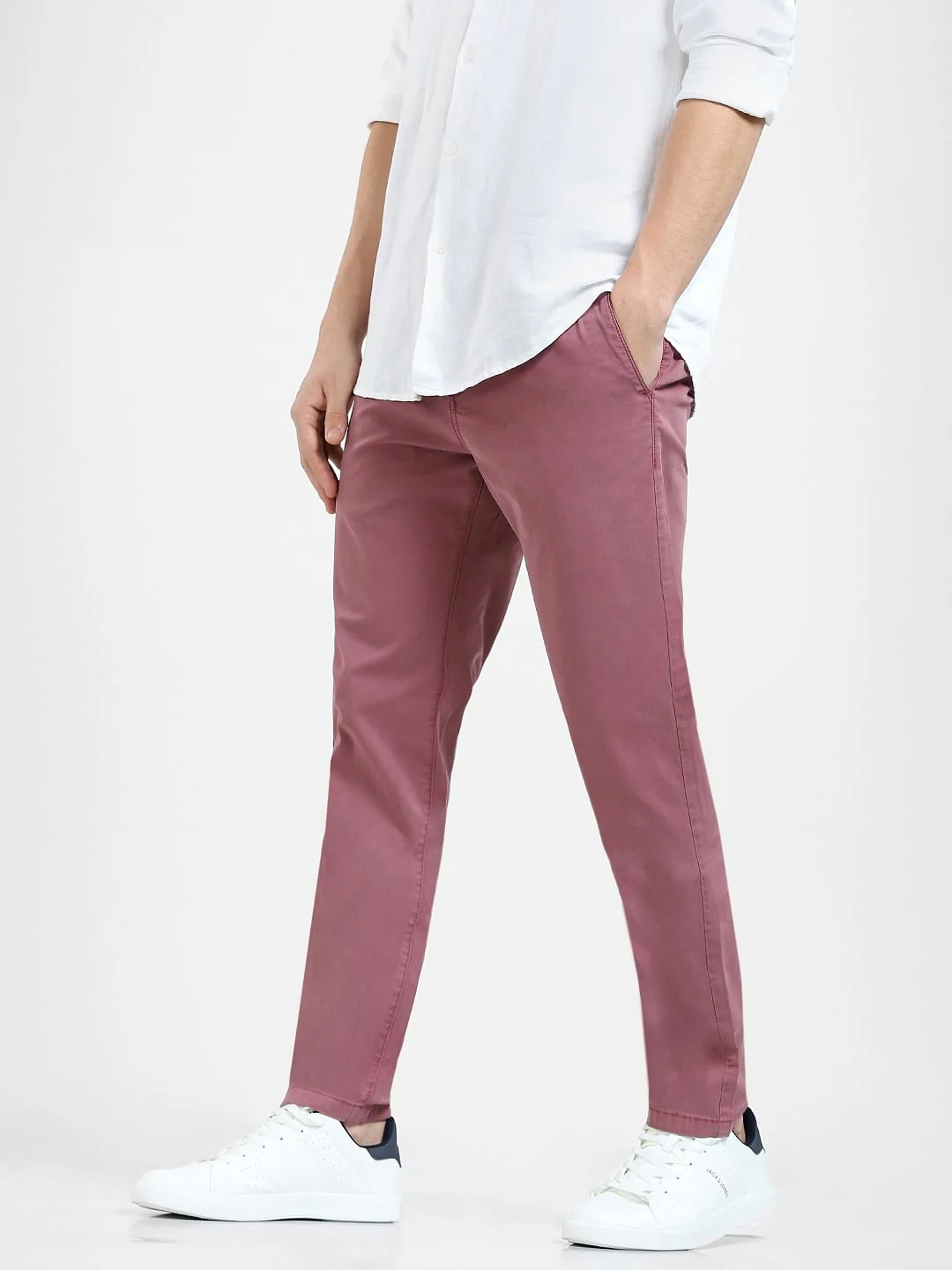 Dark Pink Mid Rise Regular Fit Pants - Image 3