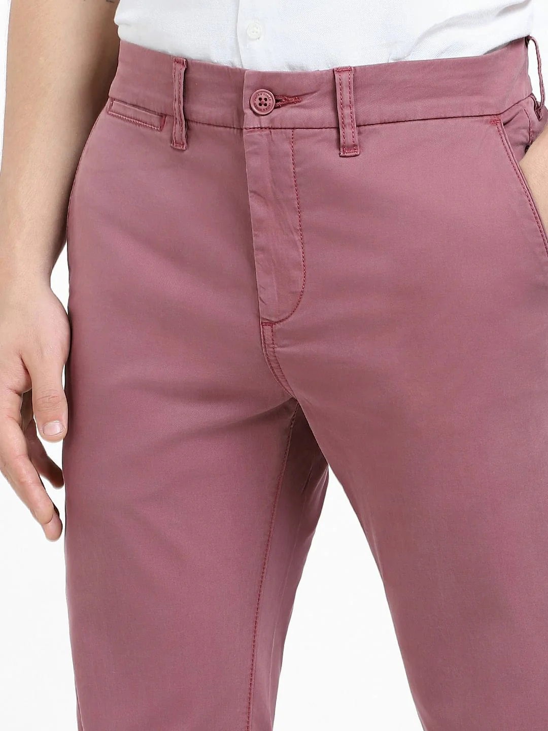 Dark Pink Mid Rise Regular Fit Pants - Image 5